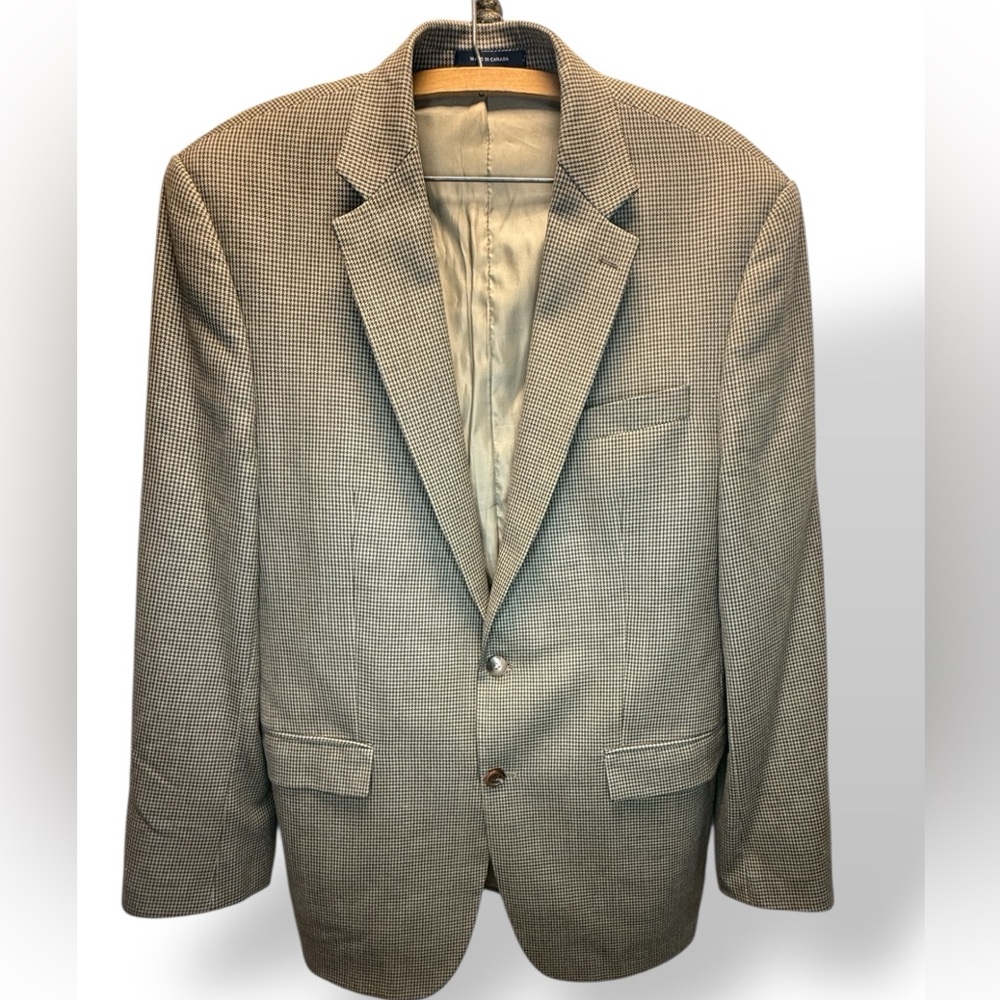 Vintage Ralph Lauren Sport Coat Mens Size 42L Silk & Wool‎ Brown Houndstooth